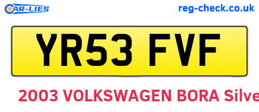 YR53FVF are the vehicle registration plates.