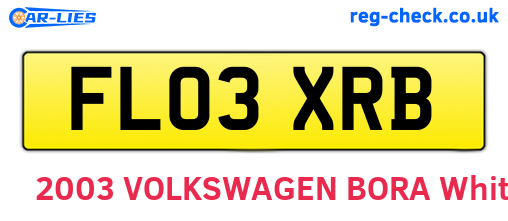 FL03XRB are the vehicle registration plates.