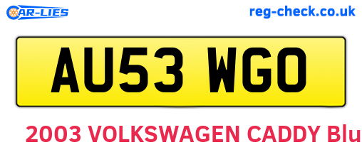 AU53WGO are the vehicle registration plates.
