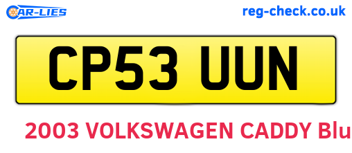 CP53UUN are the vehicle registration plates.