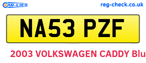 NA53PZF are the vehicle registration plates.