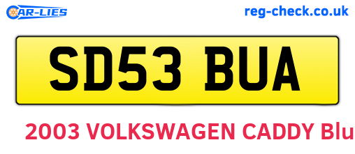 SD53BUA are the vehicle registration plates.
