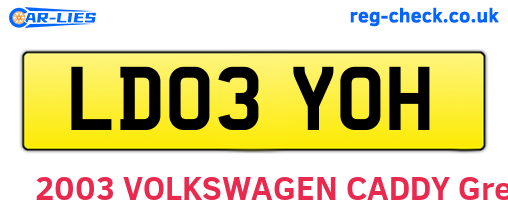 LD03YOH are the vehicle registration plates.