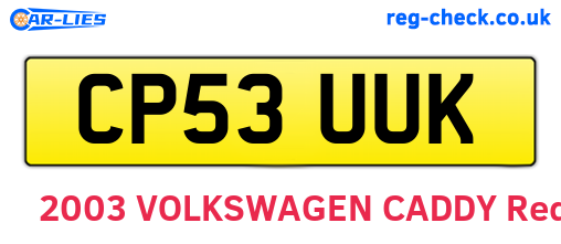 CP53UUK are the vehicle registration plates.