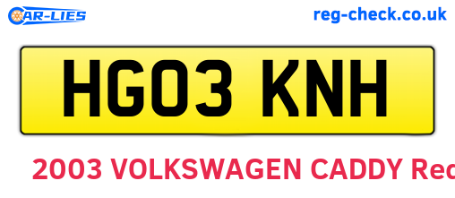 HG03KNH are the vehicle registration plates.