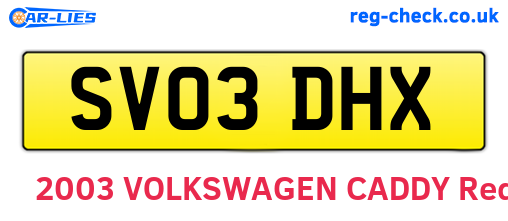 SV03DHX are the vehicle registration plates.
