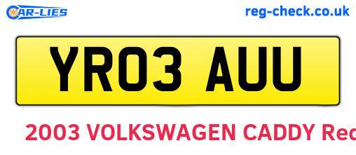 YR03AUU are the vehicle registration plates.