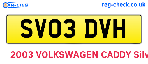 SV03DVH are the vehicle registration plates.