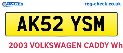AK52YSM are the vehicle registration plates.