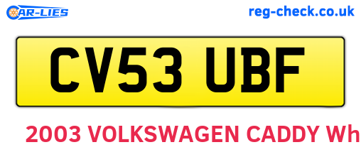 CV53UBF are the vehicle registration plates.