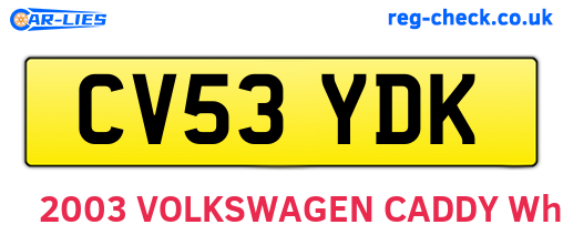 CV53YDK are the vehicle registration plates.