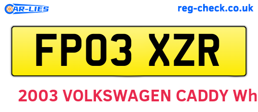 FP03XZR are the vehicle registration plates.