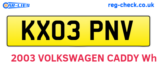 KX03PNV are the vehicle registration plates.
