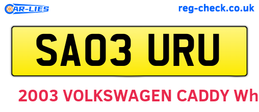 SA03URU are the vehicle registration plates.