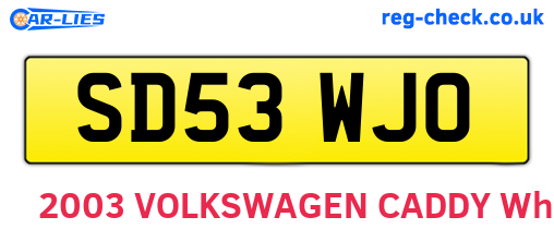 SD53WJO are the vehicle registration plates.