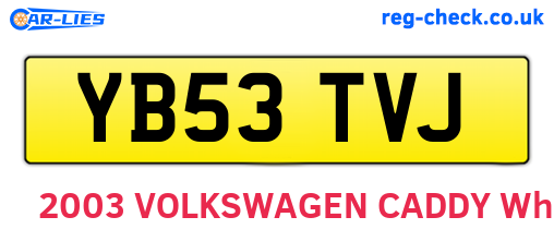 YB53TVJ are the vehicle registration plates.