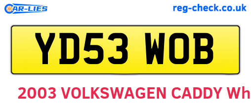 YD53WOB are the vehicle registration plates.