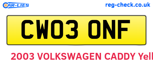 CW03ONF are the vehicle registration plates.