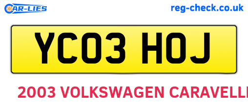 YC03HOJ are the vehicle registration plates.