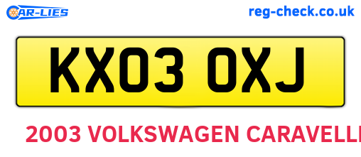 KX03OXJ are the vehicle registration plates.
