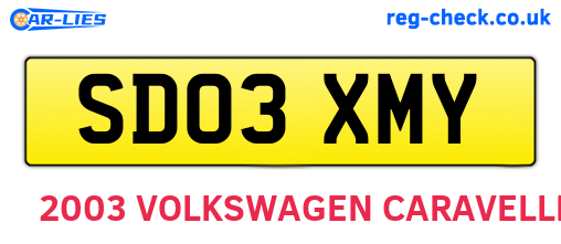 SD03XMY are the vehicle registration plates.