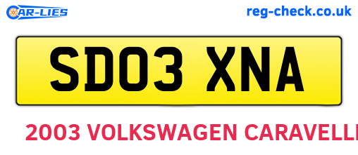SD03XNA are the vehicle registration plates.