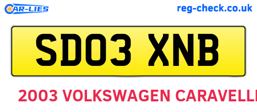 SD03XNB are the vehicle registration plates.