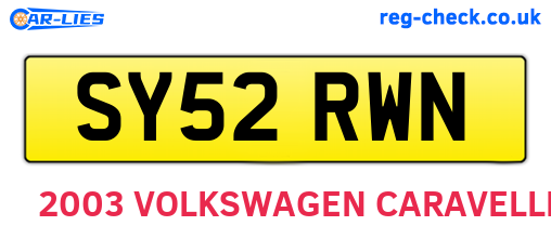 SY52RWN are the vehicle registration plates.