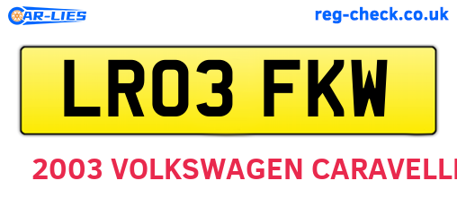 LR03FKW are the vehicle registration plates.