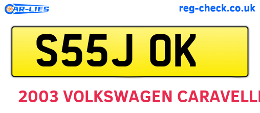 S55JOK are the vehicle registration plates.