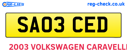 SA03CED are the vehicle registration plates.