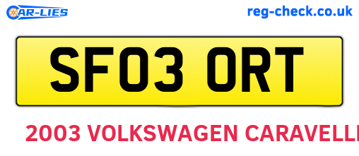 SF03ORT are the vehicle registration plates.