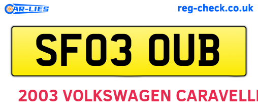 SF03OUB are the vehicle registration plates.