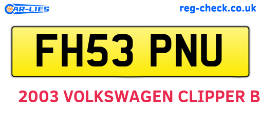 FH53PNU are the vehicle registration plates.