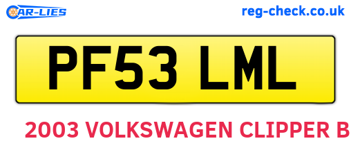 PF53LML are the vehicle registration plates.