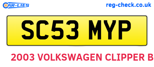 SC53MYP are the vehicle registration plates.