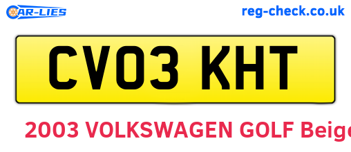 CV03KHT are the vehicle registration plates.