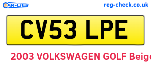 CV53LPE are the vehicle registration plates.