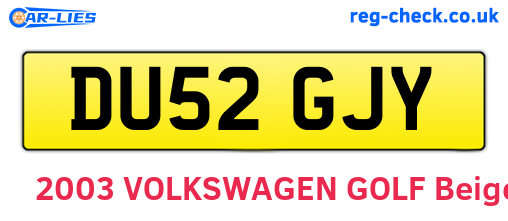 DU52GJY are the vehicle registration plates.