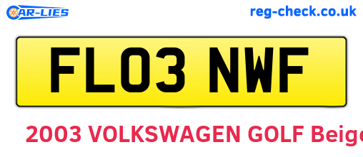 FL03NWF are the vehicle registration plates.