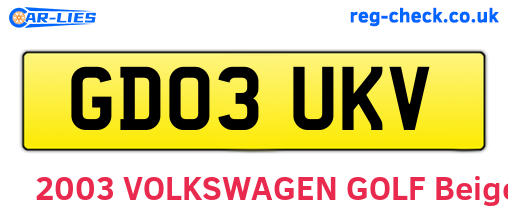GD03UKV are the vehicle registration plates.