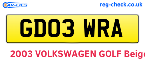 GD03WRA are the vehicle registration plates.