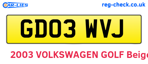 GD03WVJ are the vehicle registration plates.