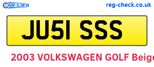 JU51SSS are the vehicle registration plates.