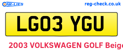 LG03YGU are the vehicle registration plates.