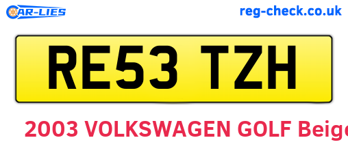 RE53TZH are the vehicle registration plates.