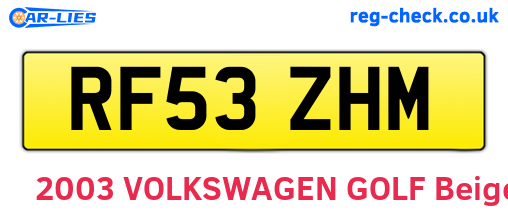 RF53ZHM are the vehicle registration plates.