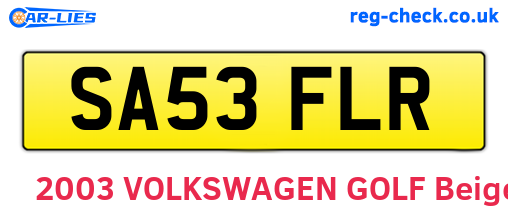 SA53FLR are the vehicle registration plates.