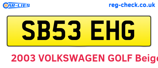 SB53EHG are the vehicle registration plates.