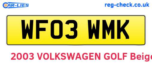 WF03WMK are the vehicle registration plates.
